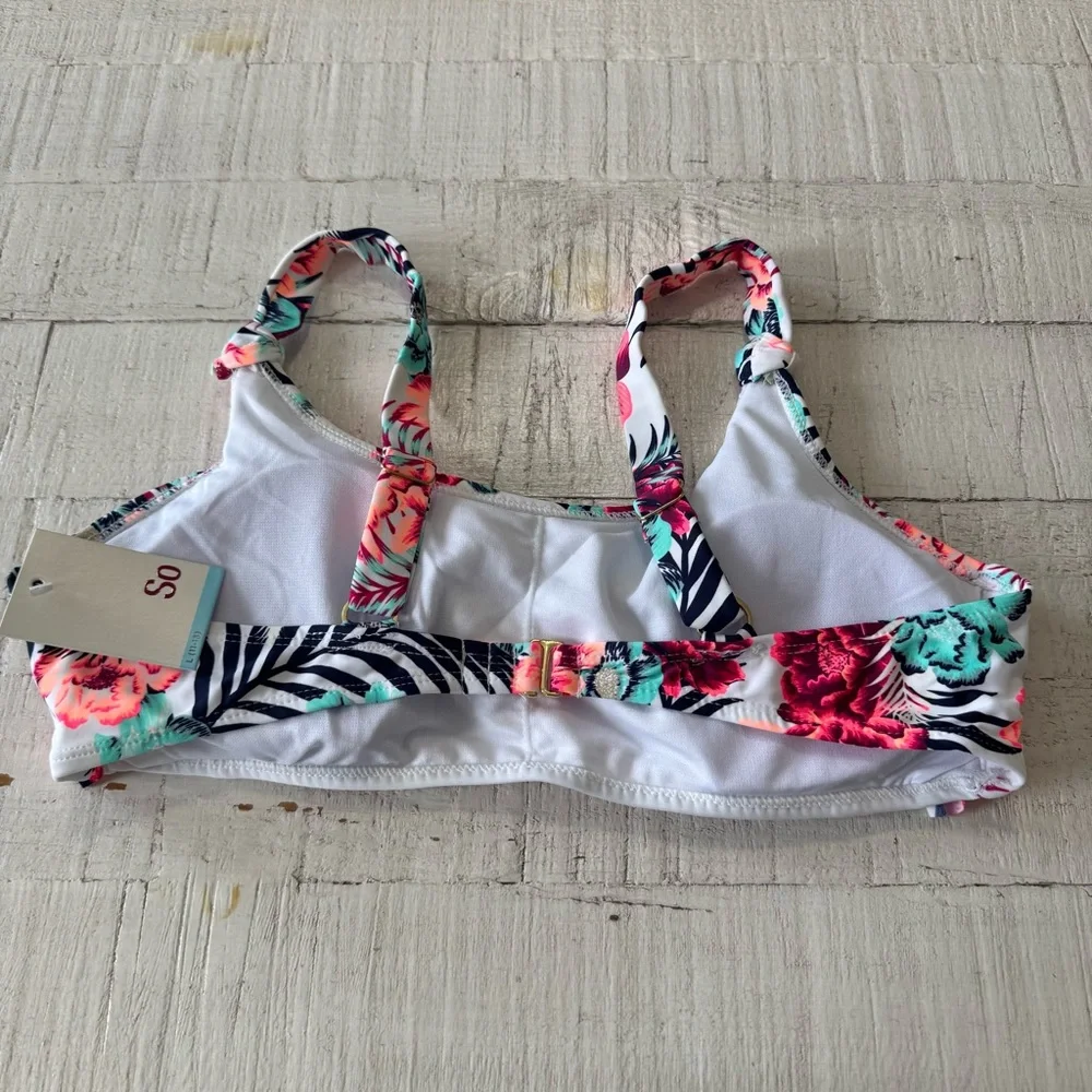 NWT‎ SO Tropical Bandeau Flounce Bikini Top Padded Push Up Size Small